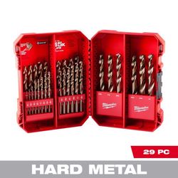 Milwaukee Red Helix Assorted X 7.75 in. L Cobalt Colbalt Drill Bit Set 3-Flat Shank 29 pc