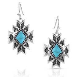 Montana Silversmiths Women's Turquoise Star Pendant Diamond Silver Earrings Water Resistant