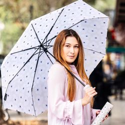 Vinrella Gray Floral 38 in. D Umbrella