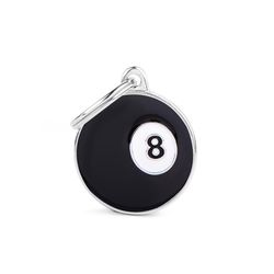 MyFamily Charms Black/White Billiard Metal Dog Pet Tags Medium