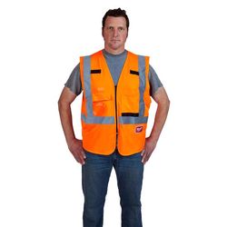 Milwaukee Reflective Class 2 with 10 Pockets Safety Vest Hi-Viz Orange L/XL