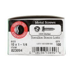 HILLMAN No. 10 Ga. X 1-1/4 in. L Slotted Hex Washer Head Sheet Metal Screws 100 pk