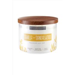 Candle-Lite Essential Elements White Vanilla & Sandalwood Scent Tumbler Jar Candle 14.75 oz