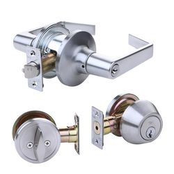 Tell Satin Chrome Entry Lever and Deadbolt Set 1-3/4 in.