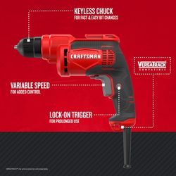 CRAFTSMAN 7 amps 3/8 in. Corded Drill Driver