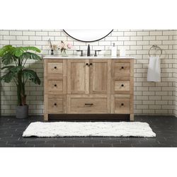 Home Living Oxford Single Natural Oak Vanity and Top 48 in. W X 19 in. D X 34 in. H