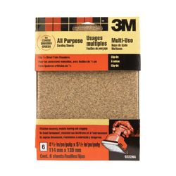 3M 5-1/2 in. L X 4-1/2 in. W 60 Grit Aluminum Oxide Sandpaper 6 pk