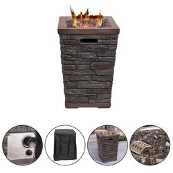 Alpine 22.2 in. W Stainless Steel Square Propane Fire Pit