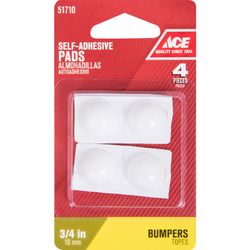 Ace Vinyl Self Adhesive Bumper Pad White Round 3/4 in. W 4 pk