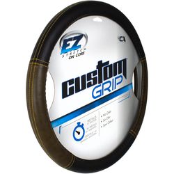 Custom Accessories Custom Grip Black/Brown Steering Wheel Cover For Universal 1 pk