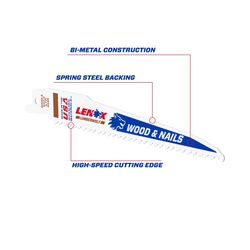 LENOX LUMBERWOLF 6 in. Bi-Metal Reciprocating Saw Blade 6 TPI 25 pk