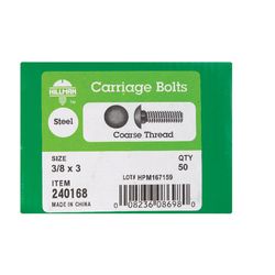 HILLMAN 3/8 in. X 3 in. L Zinc-Plated Steel Carriage Bolt 1 pk