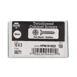 HILLMAN No. 10 X 3 in. L Phillips Black Phosphate Twin Thread Cabinet Screws 1 pk