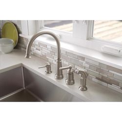 Moen Edison One Handle Stainless Steel Kitchen Faucet Side Sprayer Included
