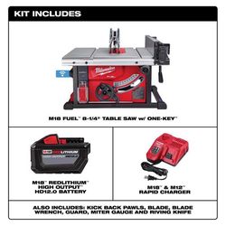 Milwaukee M18 FUEL Cordless 8-1/4 in. Table Saw Kit (Battery &amp; Charger)