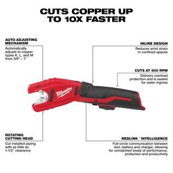 Milwaukee Copper Tubing Cutter w 2.5Ah Battery Pack