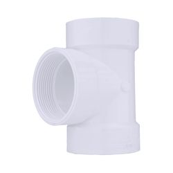 Charlotte Pipe Schedule 40 2 in. Hub X 2 in. D Hub PVC Flush Cleanout Tee 1 pk