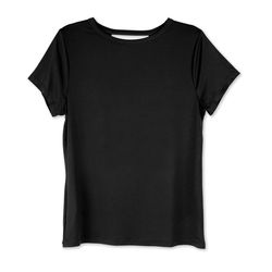 FitKicks Crossover XL Short Sleeve Women's Round Neck Black Cross Back Tee Shirt