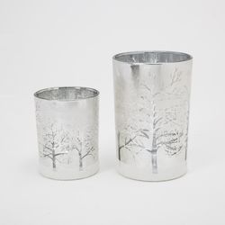 Gerson Silver Glass Holiday Candle Holder 7 in.
