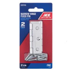 Ace 2-1/2 in. L Zinc-Plated Narrow Hinge 2 pk