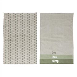 Pavilion We People Green/Gray Cotton Camping Tea Towel 2 pk