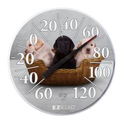 EZRead Lab Puppies Dial Thermometer Polyresin Multicolored 12 in.