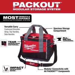 Milwaukee Packout Ballistic Nylon Tool Bag 3 pocket Black/Red 1 pc