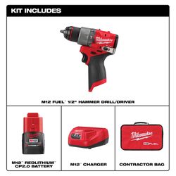 Milwaukee M12 1/2 in. Brushless Cordless Hammer Drill Kit (Battery & Charger)
