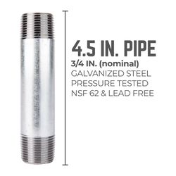 STZ Industries 3/4 in. MIP each X 3/4 in. D MIP Galvanized Steel 4-1/2 in. L Nipple