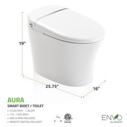 Anzzi Envo Aura ADA Compliant 1.28 gal White Elongated Complete Toilet