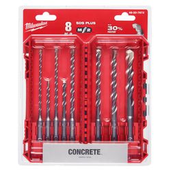 Milwaukee M/2 Assorted in. Carbide Rotary Hammer Drill Bit Set SDS-Plus Shank 8 pc