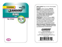 Jandorf 22-18 Ga. Insulated Wire Ring Terminal Red 5 pk