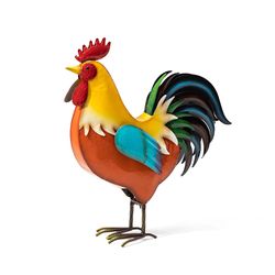 Glitzhome Metal Multi-color 21 in. Standing Rooster Garden Statue