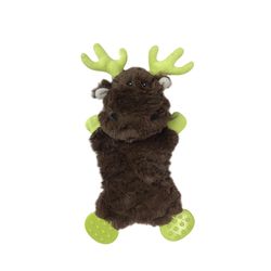 Boss Pet Pet Park Blvd For Dog Multicolored Plush Flatties Moose Dog Toy 1 pk
