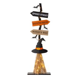 Glitzhome Witch's Broom Porch Decor Iron/Raffia Broom/Wood 1 pc