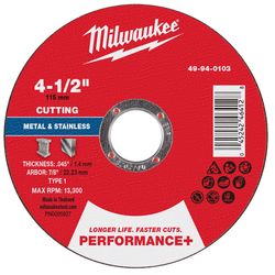 Milwaukee 4-1/2 in. D X 7/8 in. X .045 in. thick Metal Cut-Off Wheel 1 pc