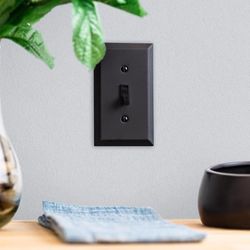 Amerelle Century Matte Black 2 gang Stamped Steel Toggle Wall Plate 1 pk
