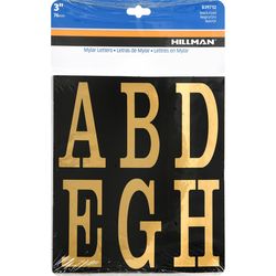 HILLMAN 3 in. Reflective Gold Vinyl Self-Adhesive Letter Set A-Z 51 pc