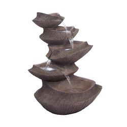 Alpine Polyresin Brown Cascading Fountain with LED Light