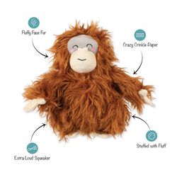 Pet Shop by Fringe Studio Pet Shop For Dog Orange/White Plush Squeak Dog Toy 1 pk