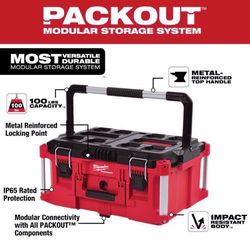 Milwaukee Packout 22 in. Modular Large Portable Tool Box Black/Red