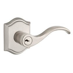 Baldwin Reserve Curve Lever Satin Nickel Entry Lockset 2 in.
