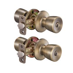 Ace Tulip Knob Antique Brass Entry Door Kit KW1 1-3/4 in.