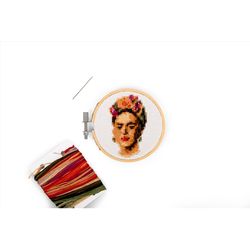 Kikkerland Frida Mini Cross Stitch Embroidery Wood/Metal 1 pk