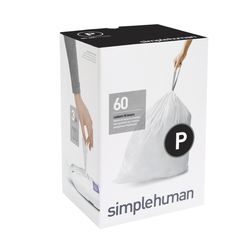 Simplehuman Custom Fit Code P 16 gal Trash Can Liners Drawstring 60 pk
