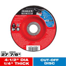 Diablo Steel Demon 4-1/2 in. D X 7/8 in. X 1/4 in. thick Steel Metal Grinding Disc 1 pc