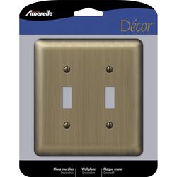 Amerelle Devon Brushed Brass 2 gang Stamped Steel Toggle Wall Plate 1 pk