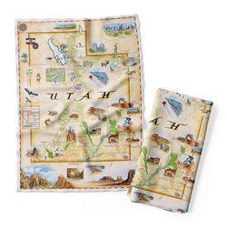 Xplorer Maps Multicolored Cotton Utah Dish Towel