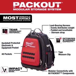 Milwaukee Packout Ballistic Nylon Ultimate Jobsite Backpack Tool Bag 48 pocket Black/Red 1 pc
