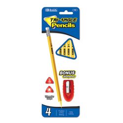 Bazic Products Tri-Angle #2HB Writing & Drawing Pencil 4 pk